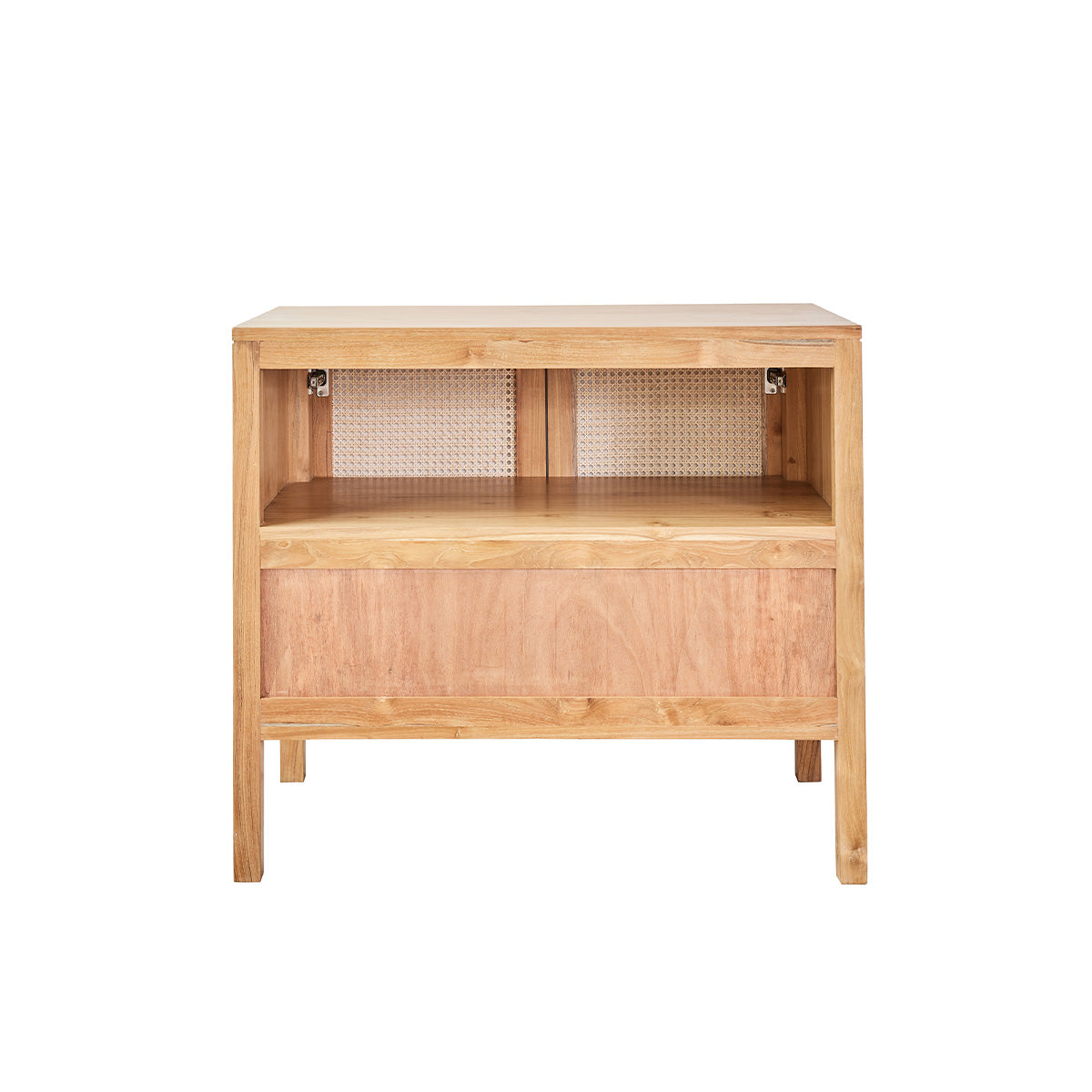 ELIOTT - Meuble sous vasque en teck massif et cannage 90 cm