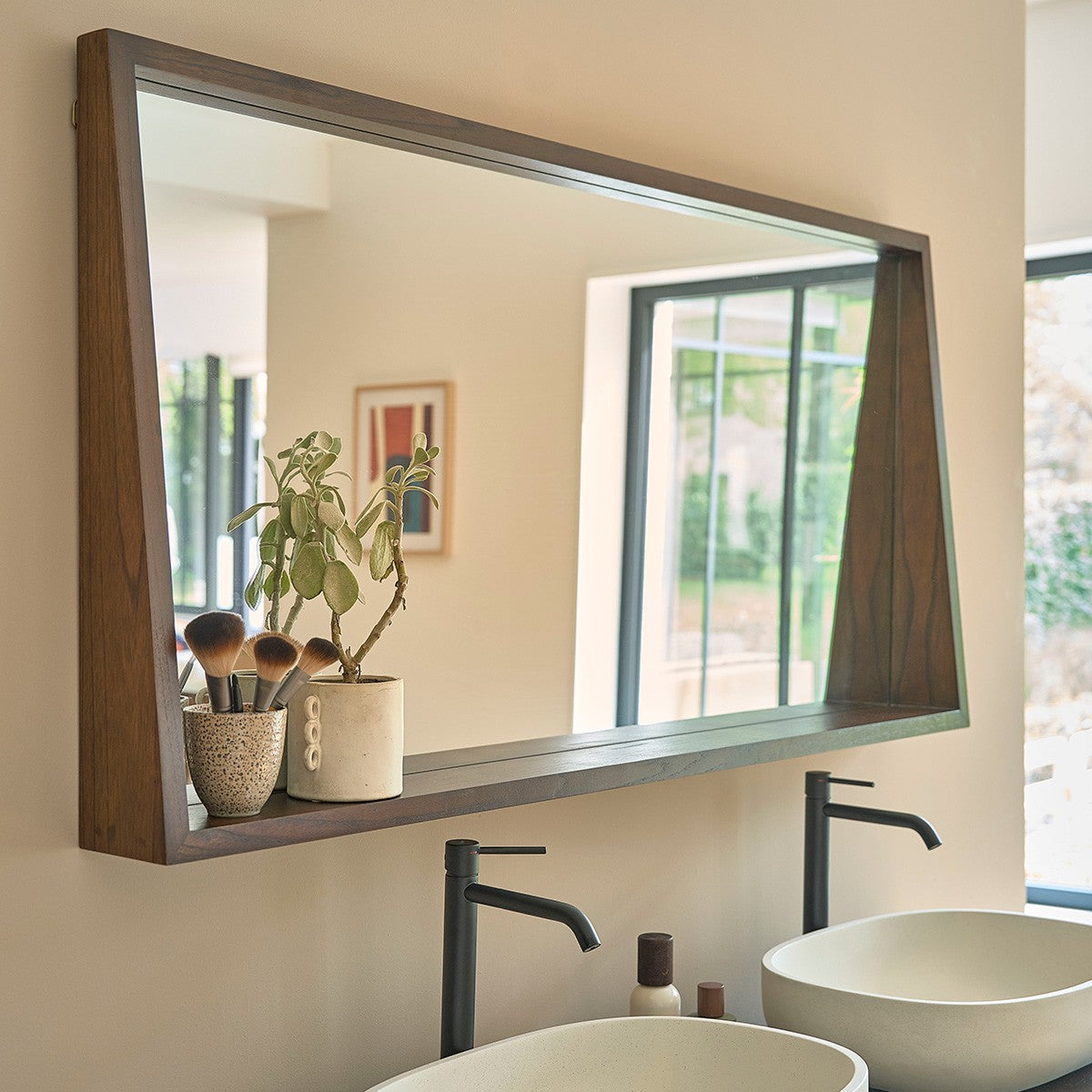 VINTAGE - Miroir en mindi massif finition noyer 135x67 cm