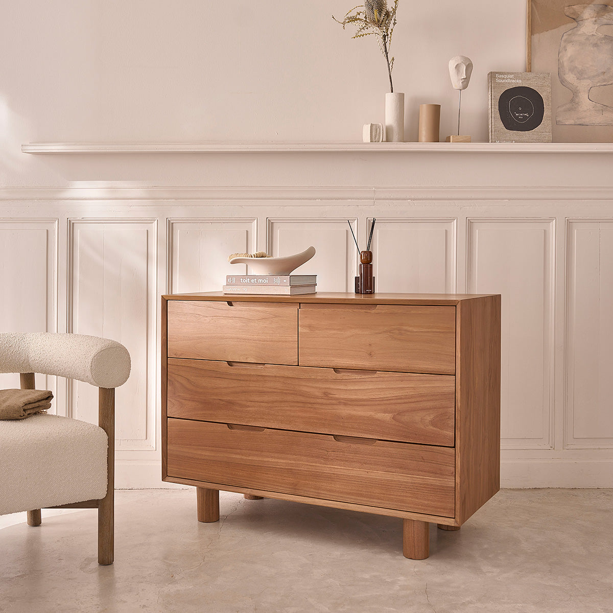 GUSTAVE - Commode en teck massif 110 cm