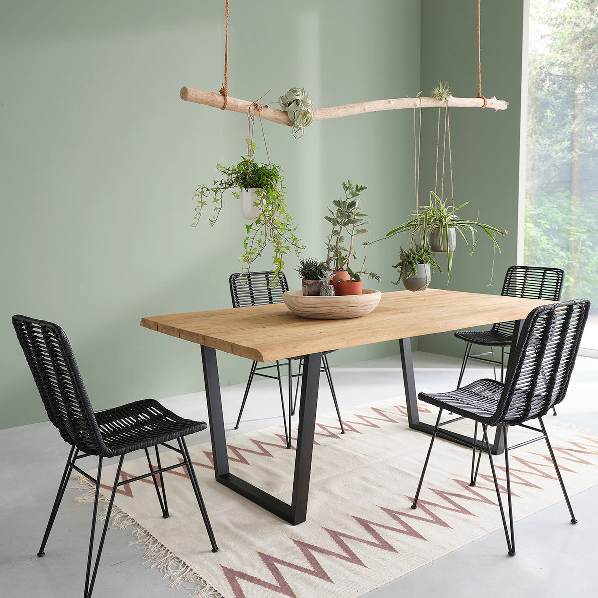 BOHEMA - Chaise en rotin et métal noire