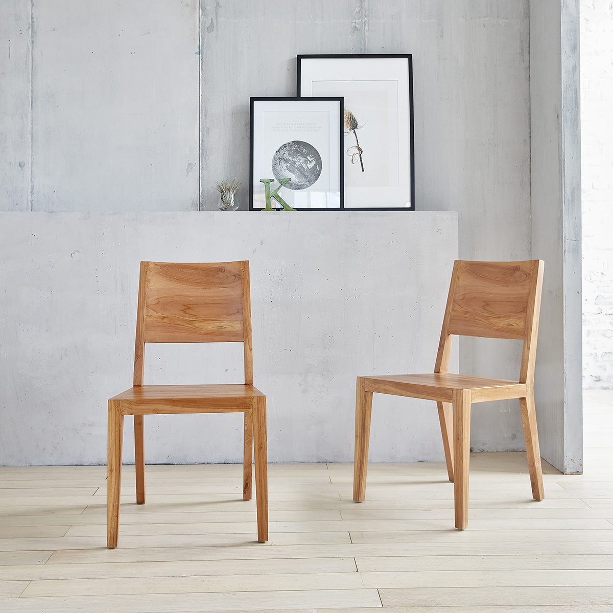 TRISTAN - Lot de 2 chaises en teck massif