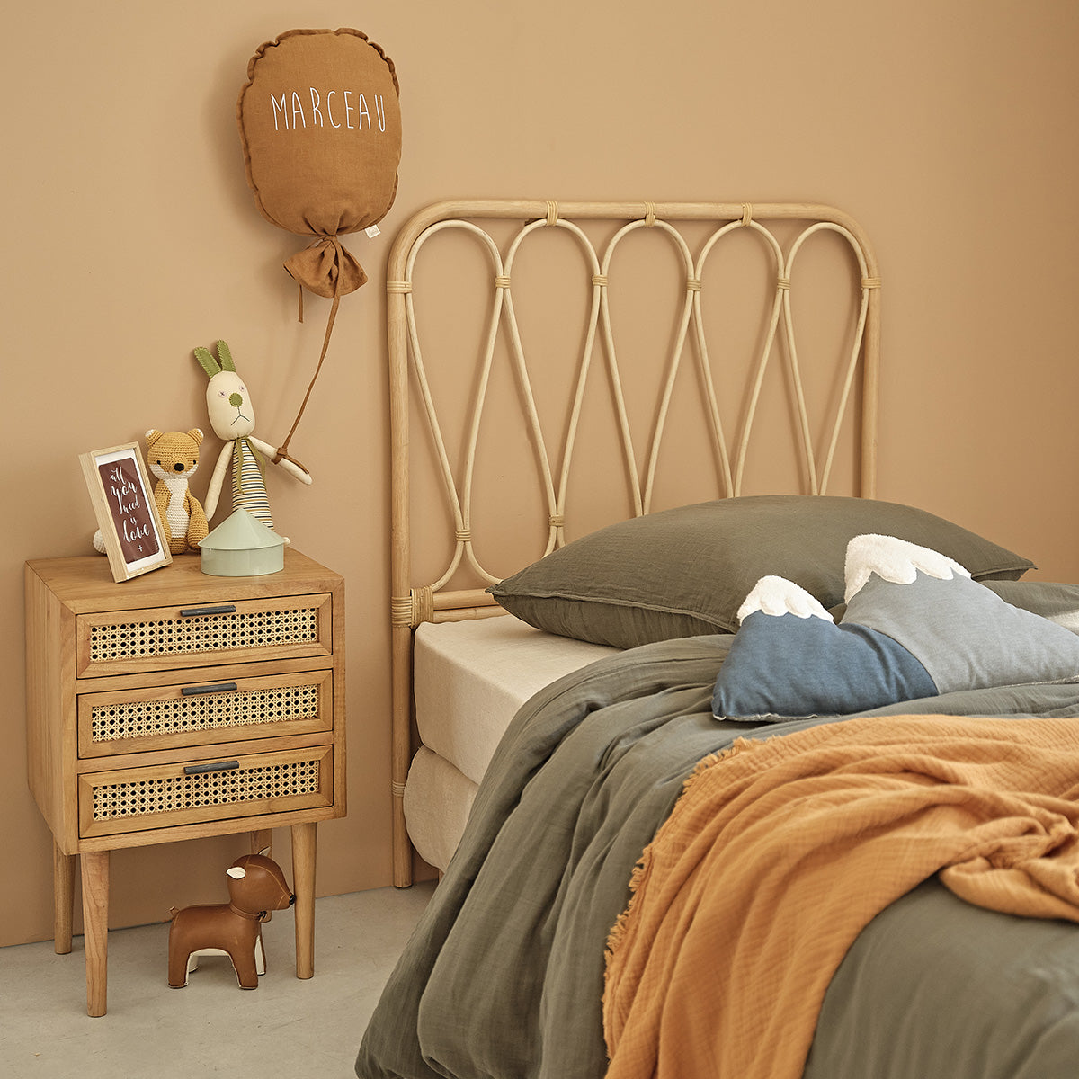 BOHO - Tête de lit enfant en rotin 90 cm