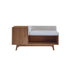 Banc en teck massif et tissu bouclette 120 cm
