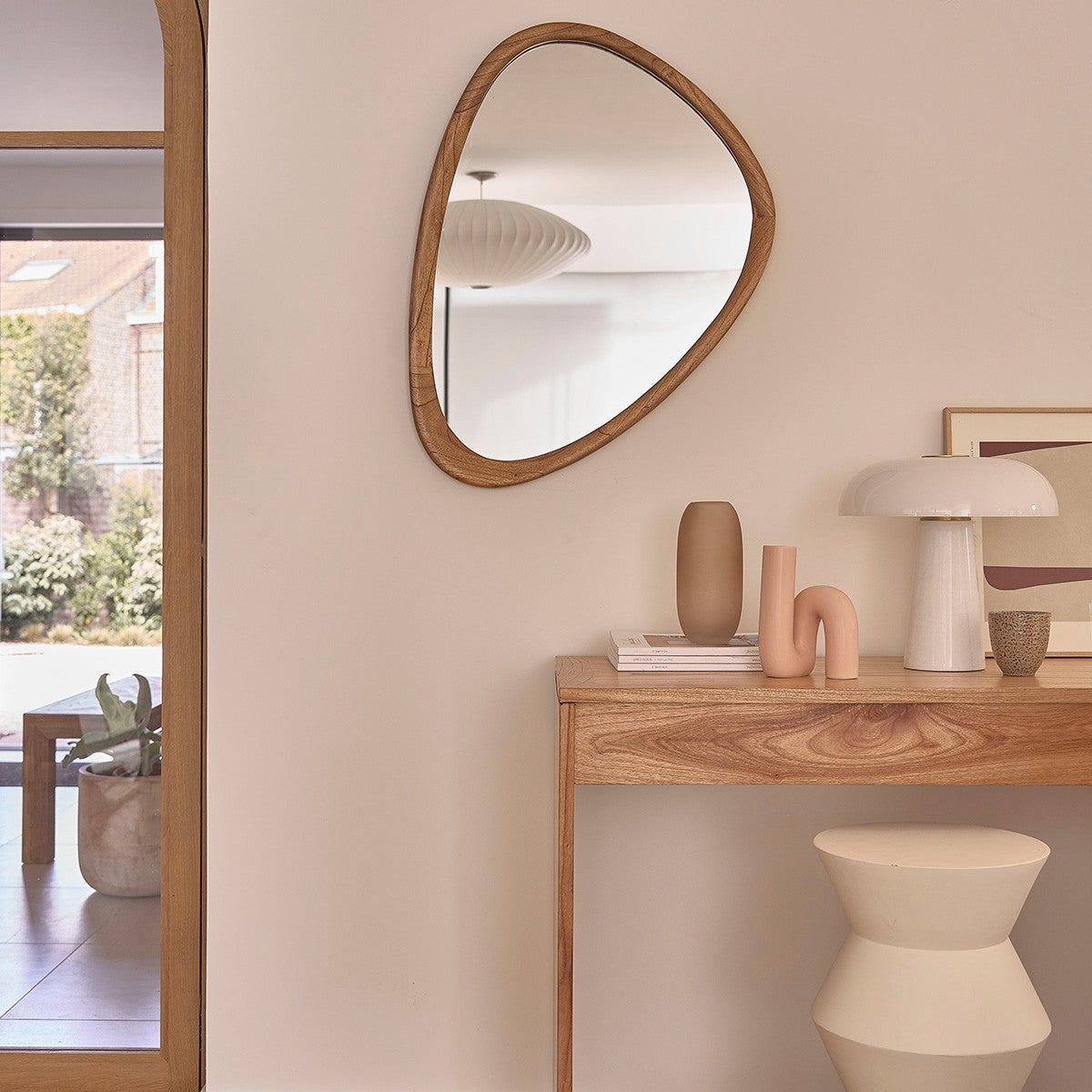 FIFTIES - Miroir en mindi massif 75x60 cm