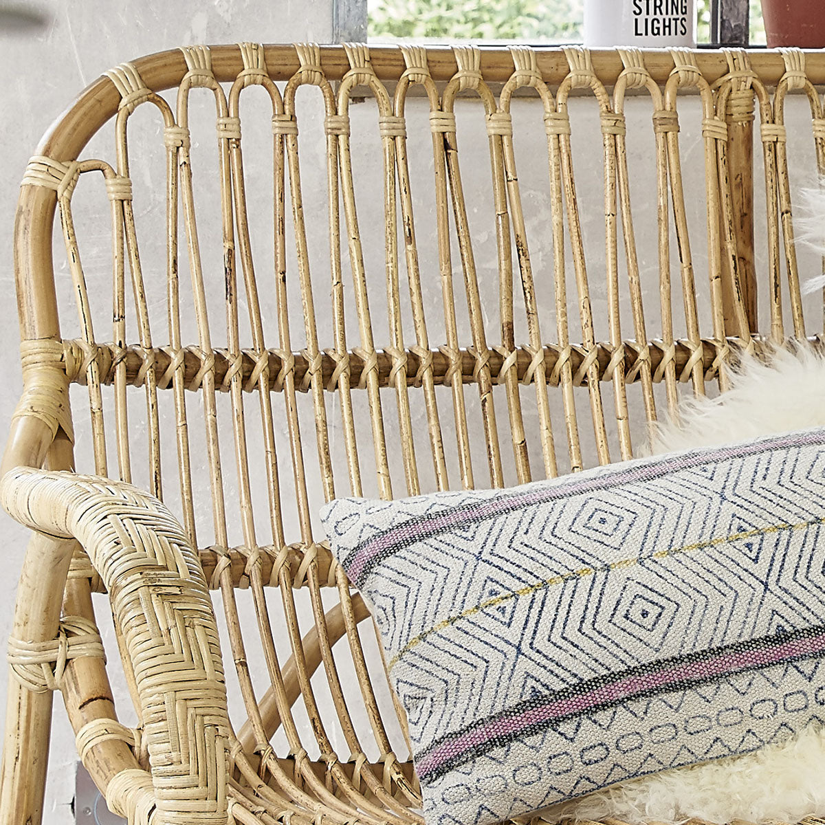 PAOLA - Banquette en rotin vintage