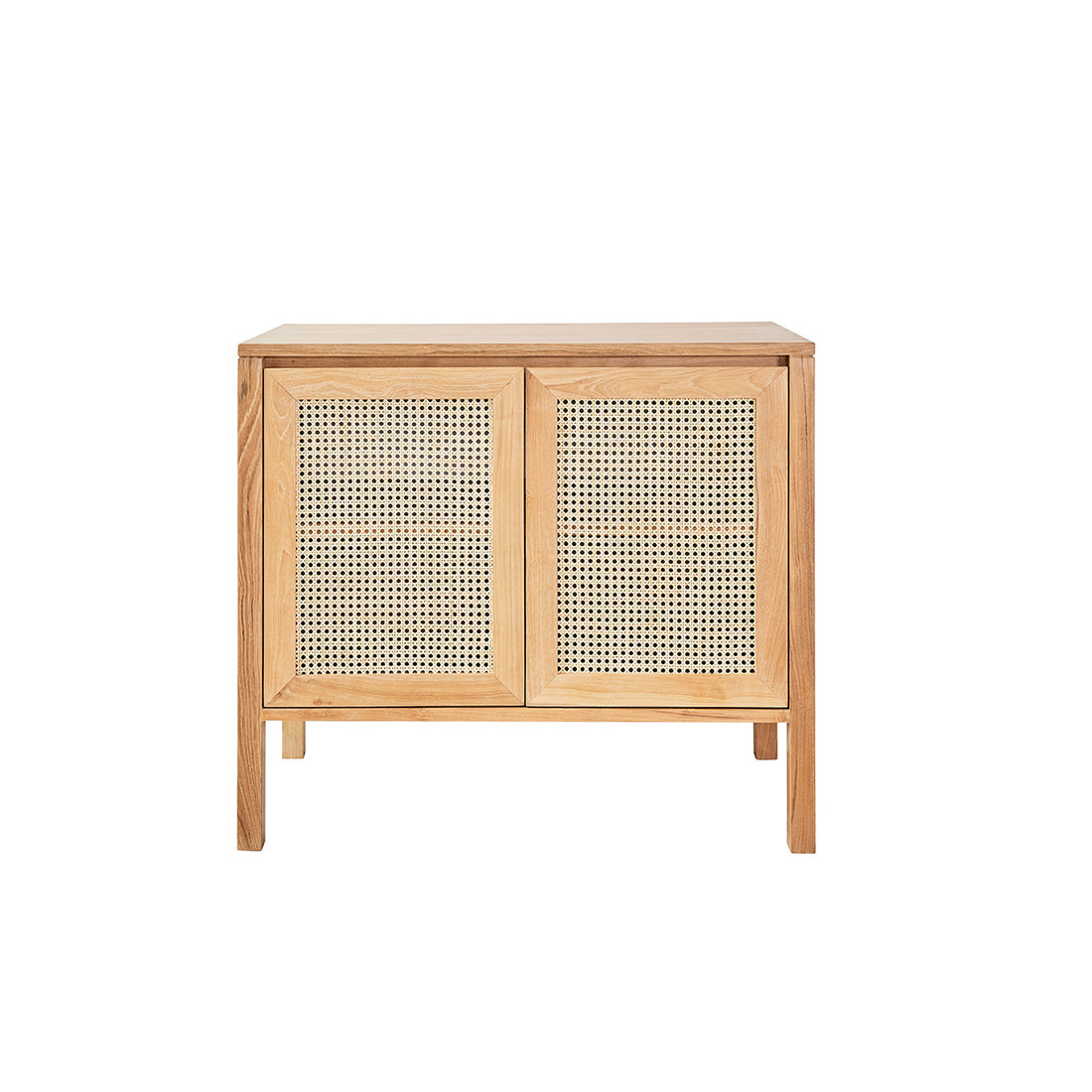ELIOTT - Meuble sous vasque en teck massif et cannage 90 cm