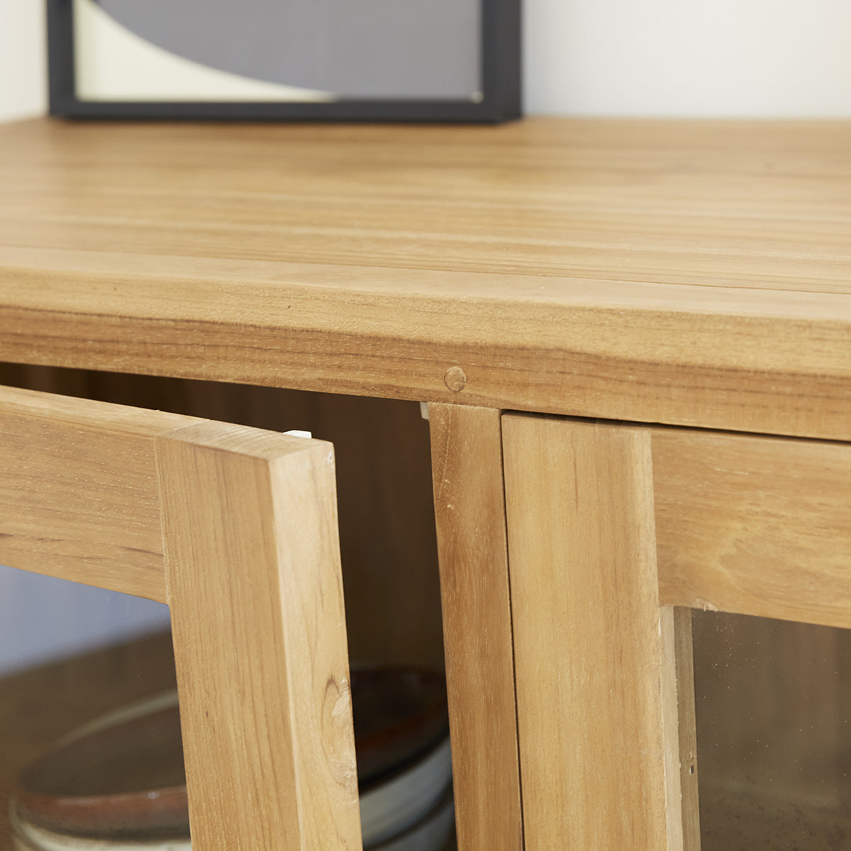 BOSTON - Buffet en teck massif et verre 120 cm