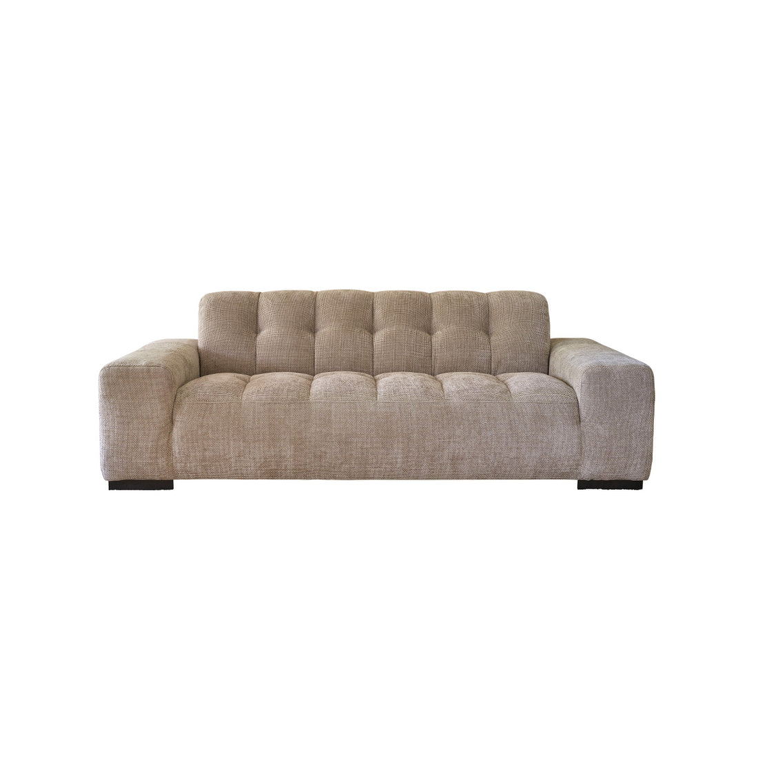 ALPHONSE - Canapé droit 3 places en velours tressé beige
