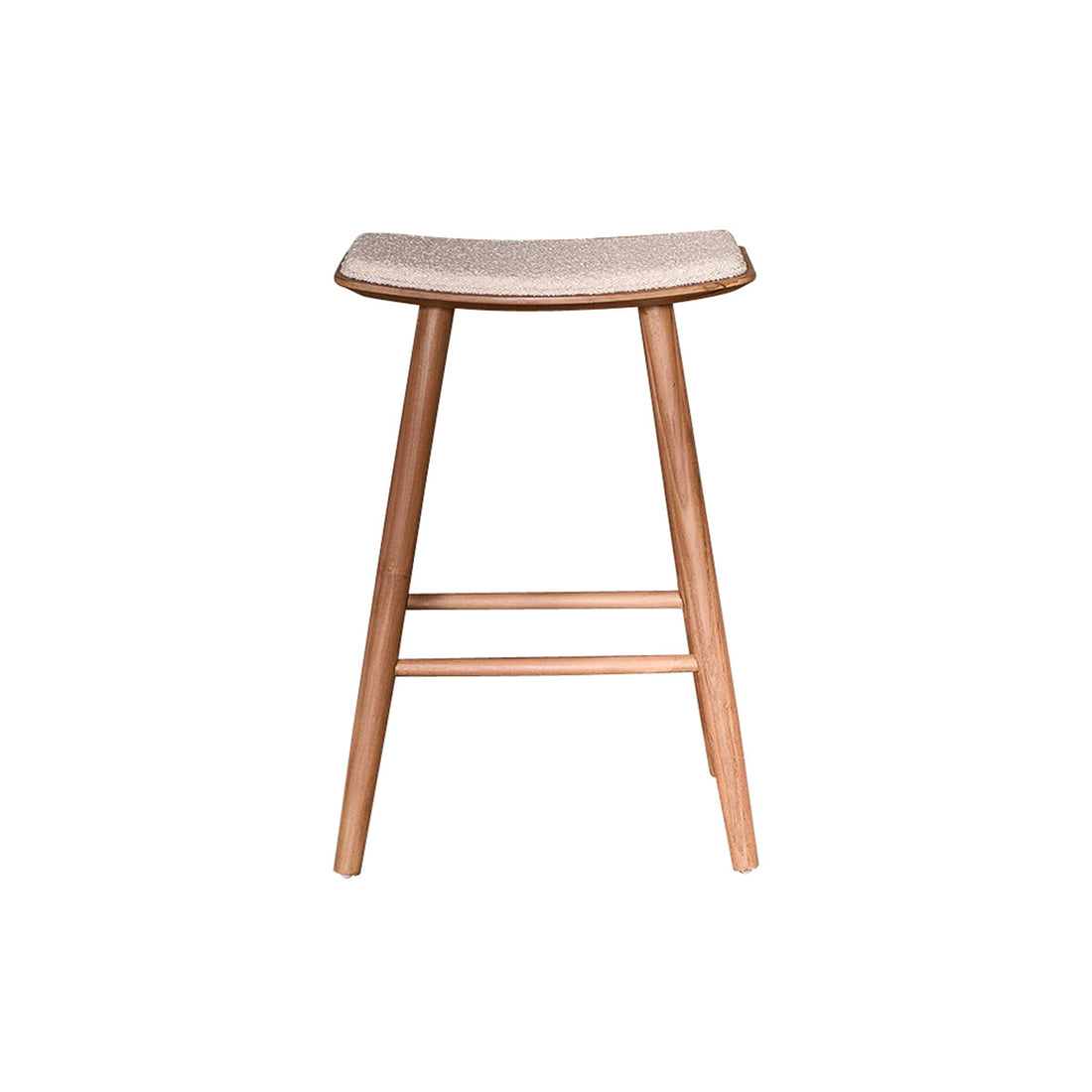 AMBRE - Tabouret de bar en teck massif assise bouclette 65 cm