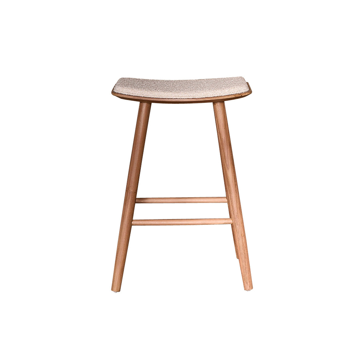 AMBRE - Tabouret en teck massif assise bouclette 65 cm