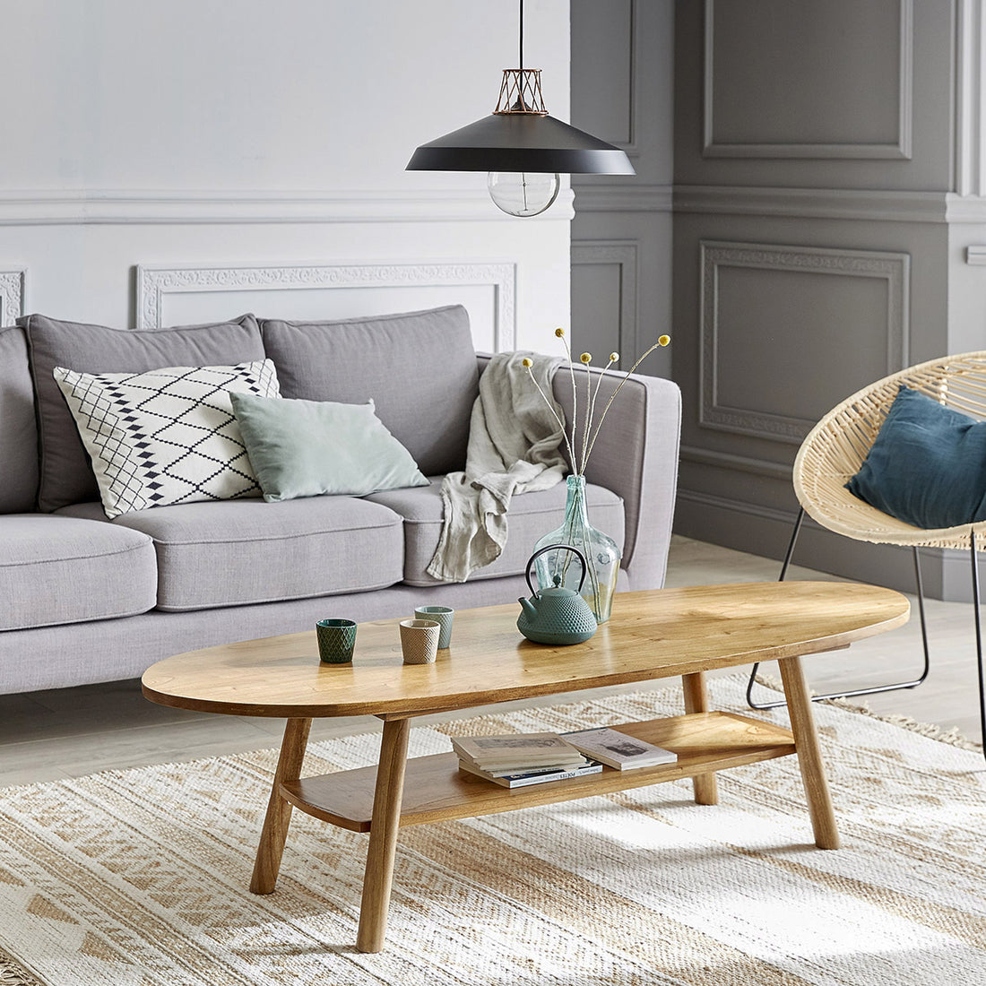 TILO - Table basse en mindi massif 160 cm