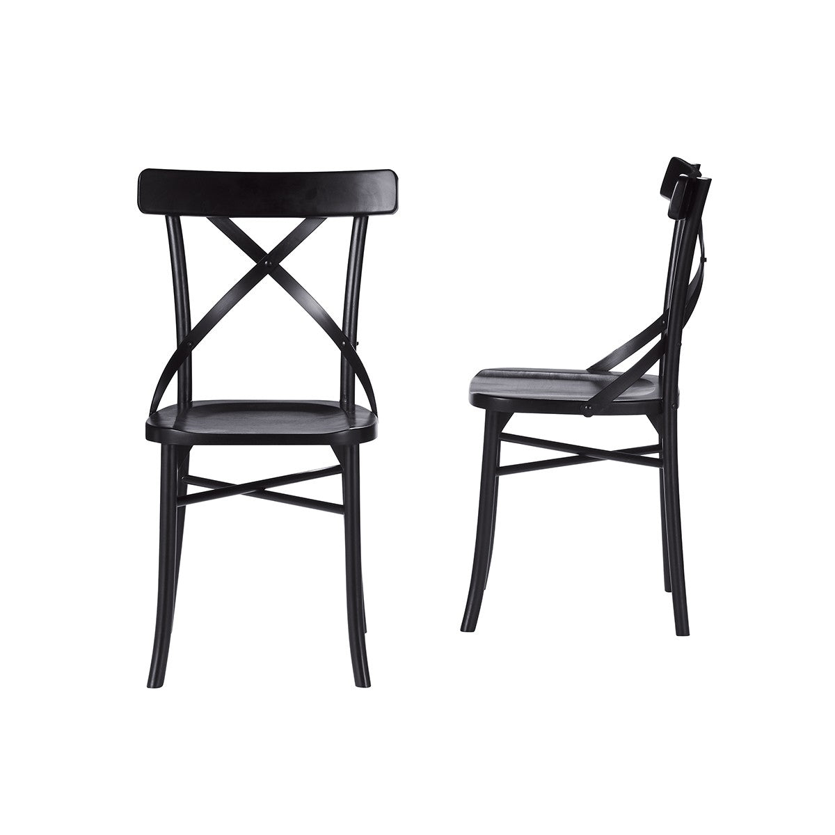 LONDRES - Lot de 2 chaises bistrot en acajou massif noires