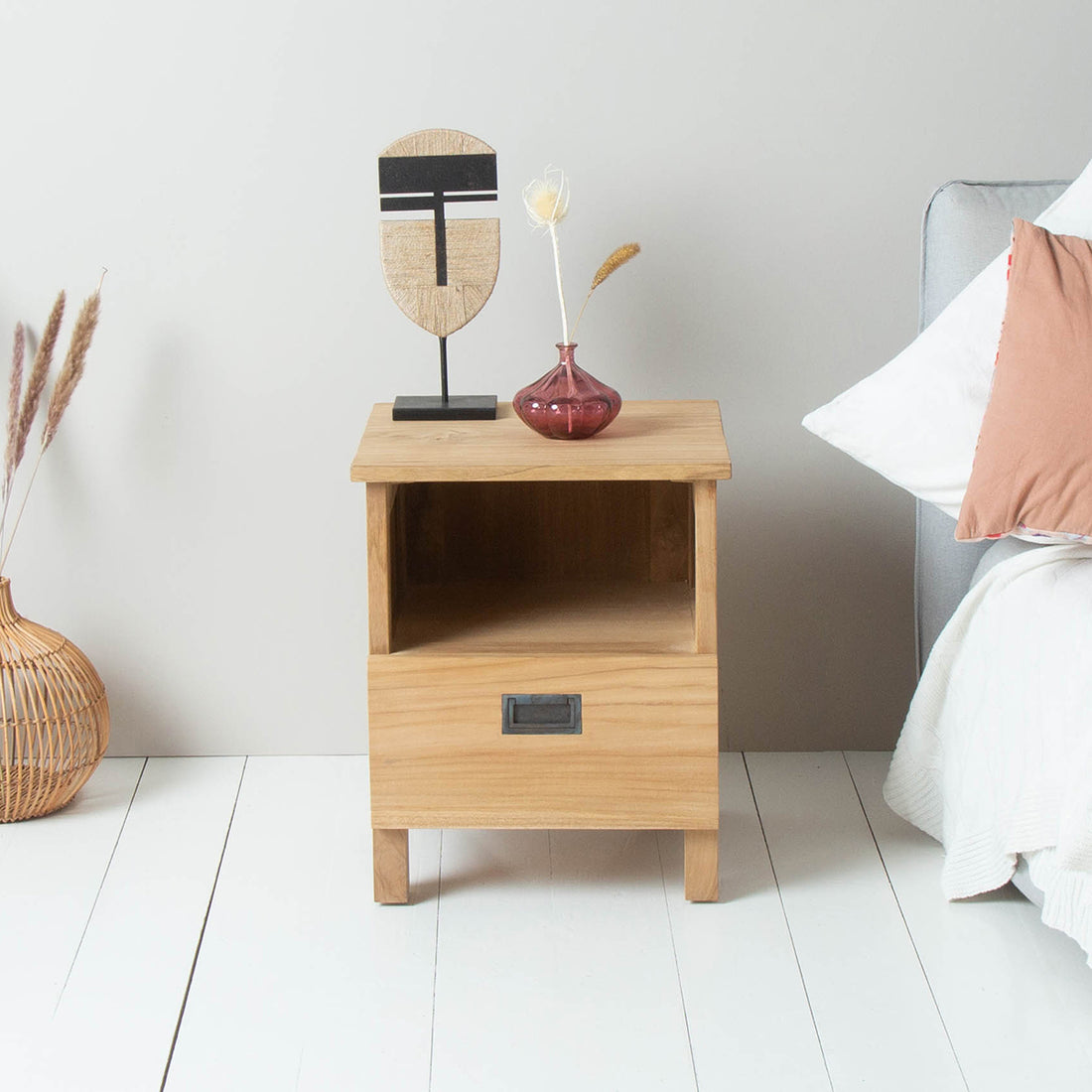 ALDO - Table de chevet en teck massif 45 cm