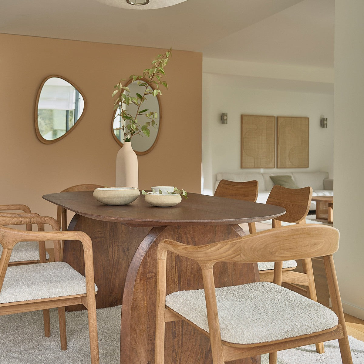 FIFTIES - Miroir en mindi massif 75x60 cm