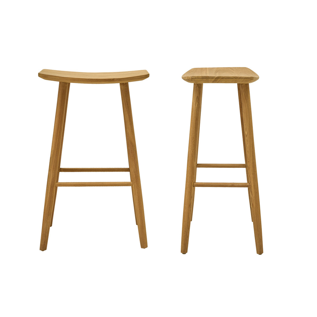 AMBRE - Lot de 2 tabourets de bar en teck massif 75 cm