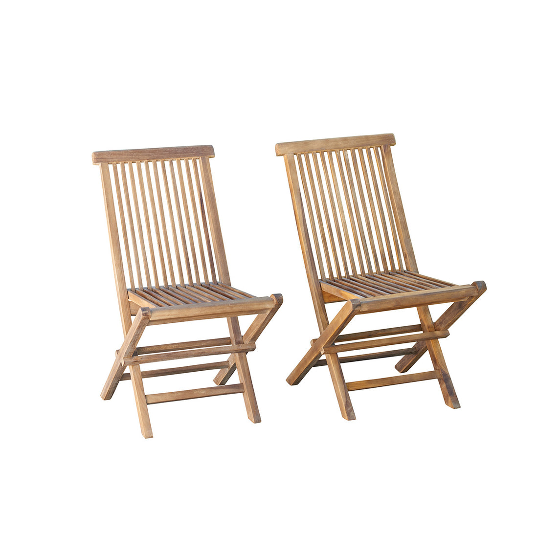 BALI - Chaise de jardin en teck huilé massif pliante (lot de 2)