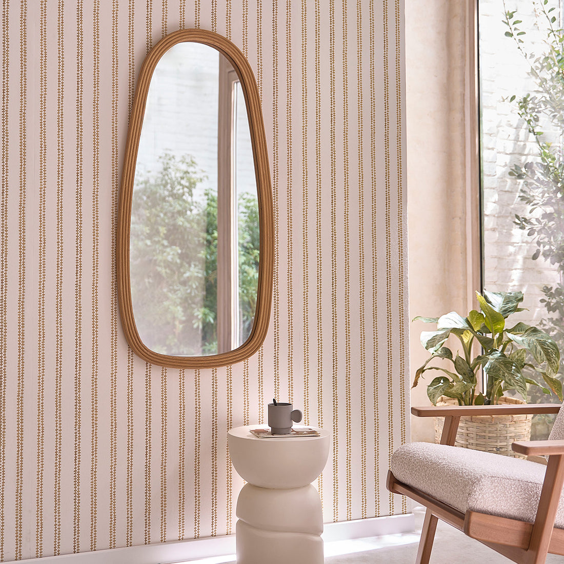 LEON - Miroir en rotin 120x60 cm