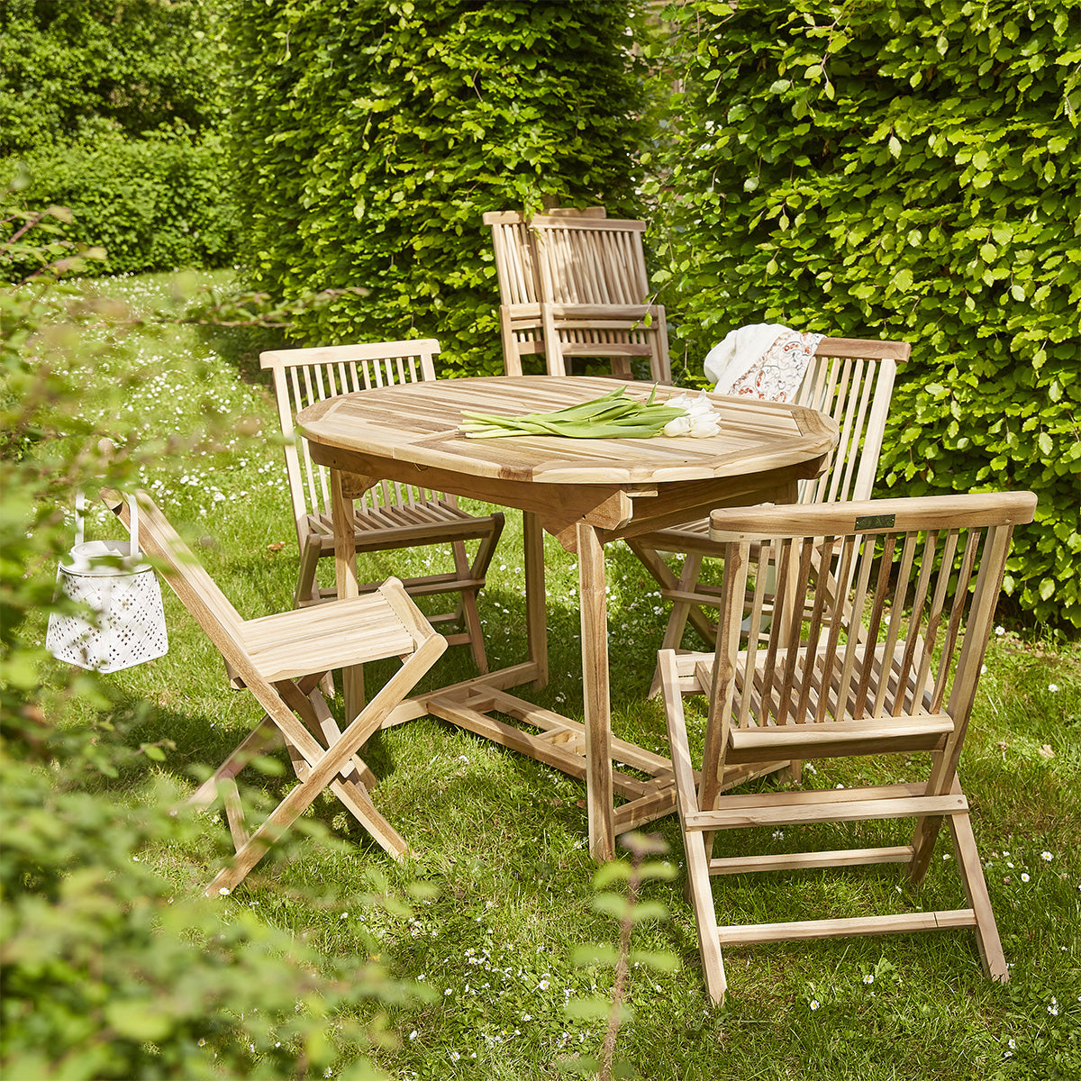 MELBOURNE - Salon de jardin en teck massif extensible 6 pers.