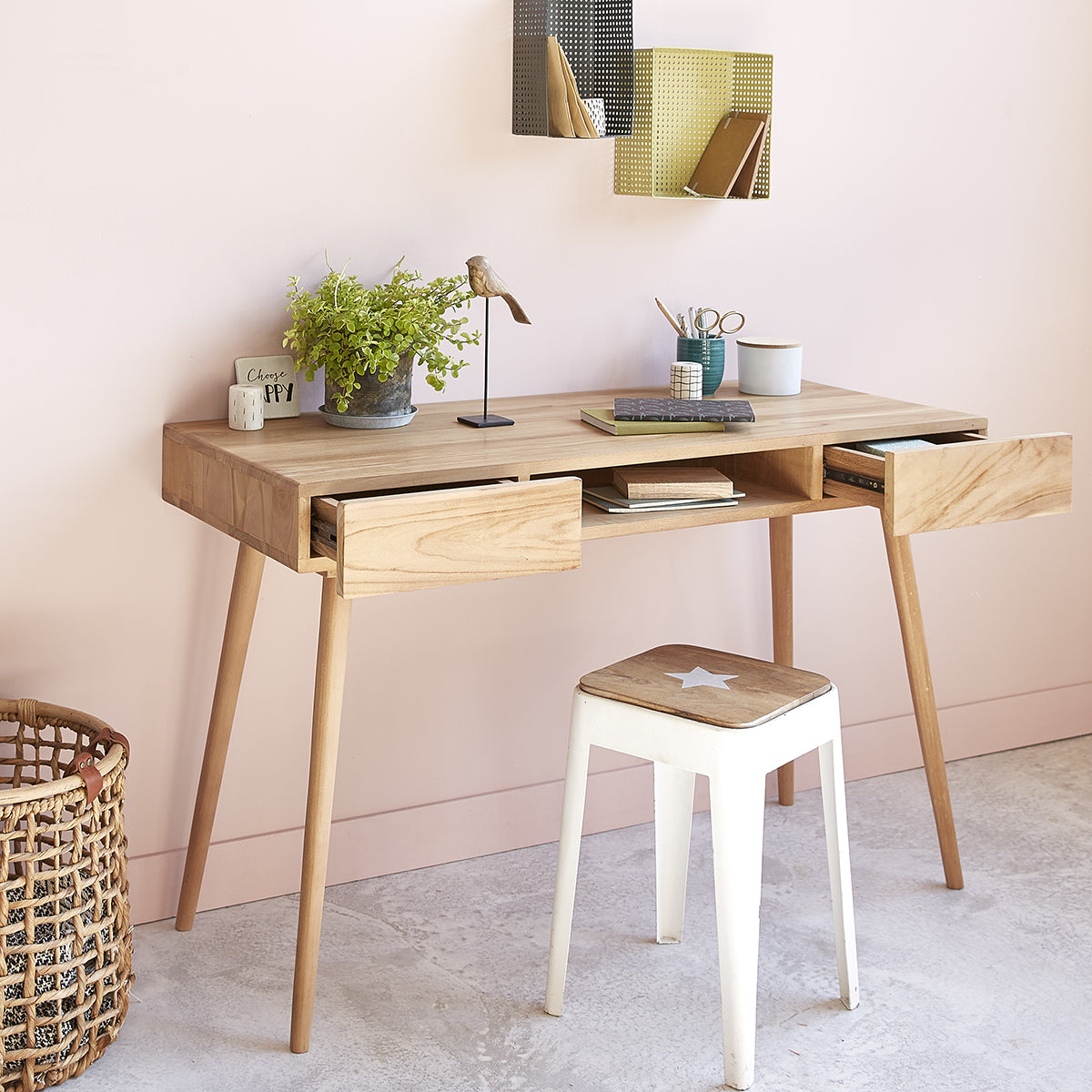 ISAURE - Bureau en teck massif 120 cm