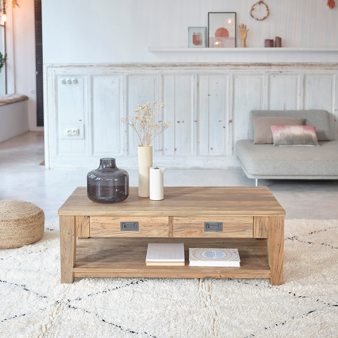 CARGO - Table basse en teck massif recyclé 120 cm