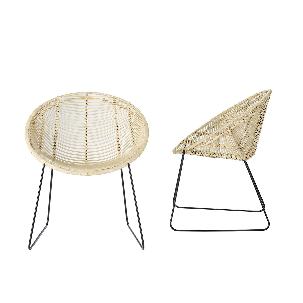 BOHEMA - Lot de 2 chaises en rotin et métal