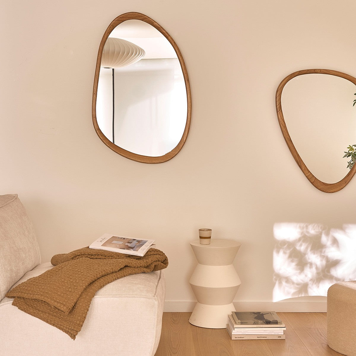 FIFTIES - Miroir en mindi massif 90 cm