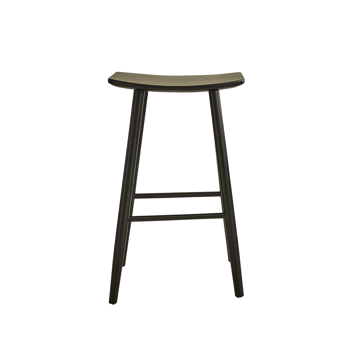 AMBRE - Tabouret en teck massif noir 75 cm