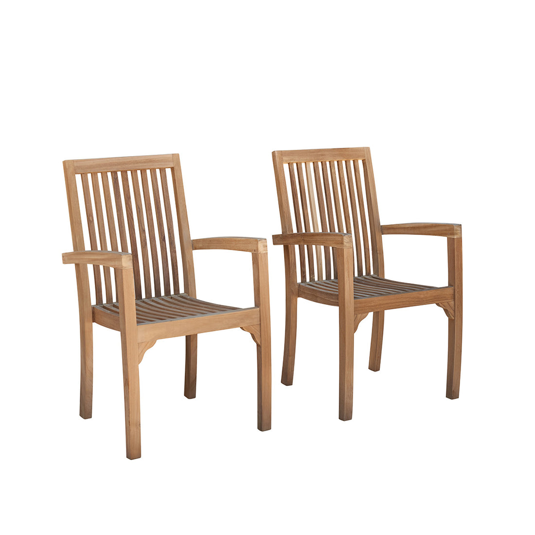 MALTE - Fauteuil de jardin en teck massif empilables (lot de 2)