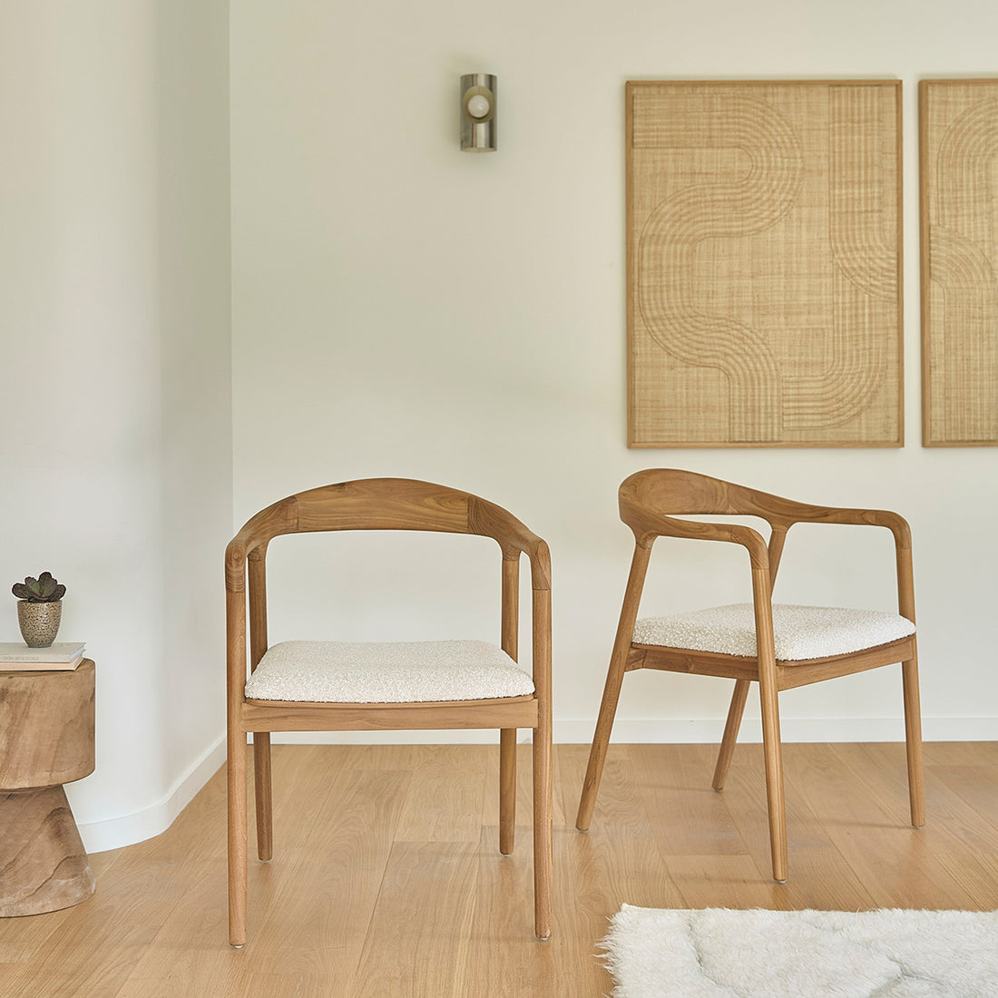 AMBRE - Lot de 2 chaises en teck massif assise bouclette