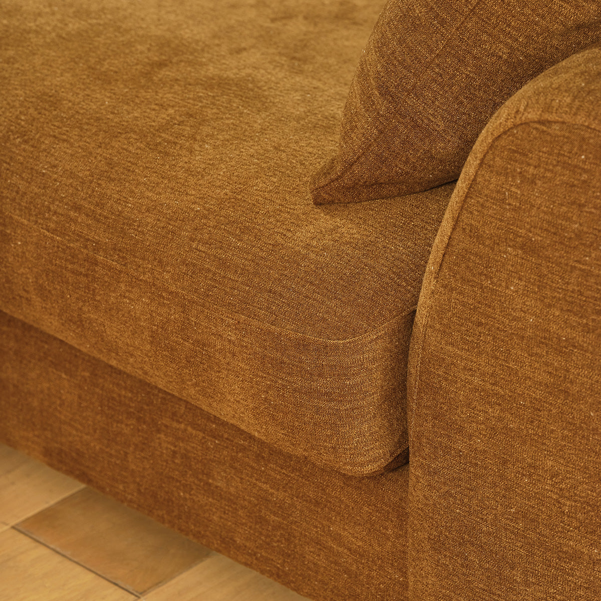 EDMOND - Canapé droit 4 places en tissu effet lin bronze