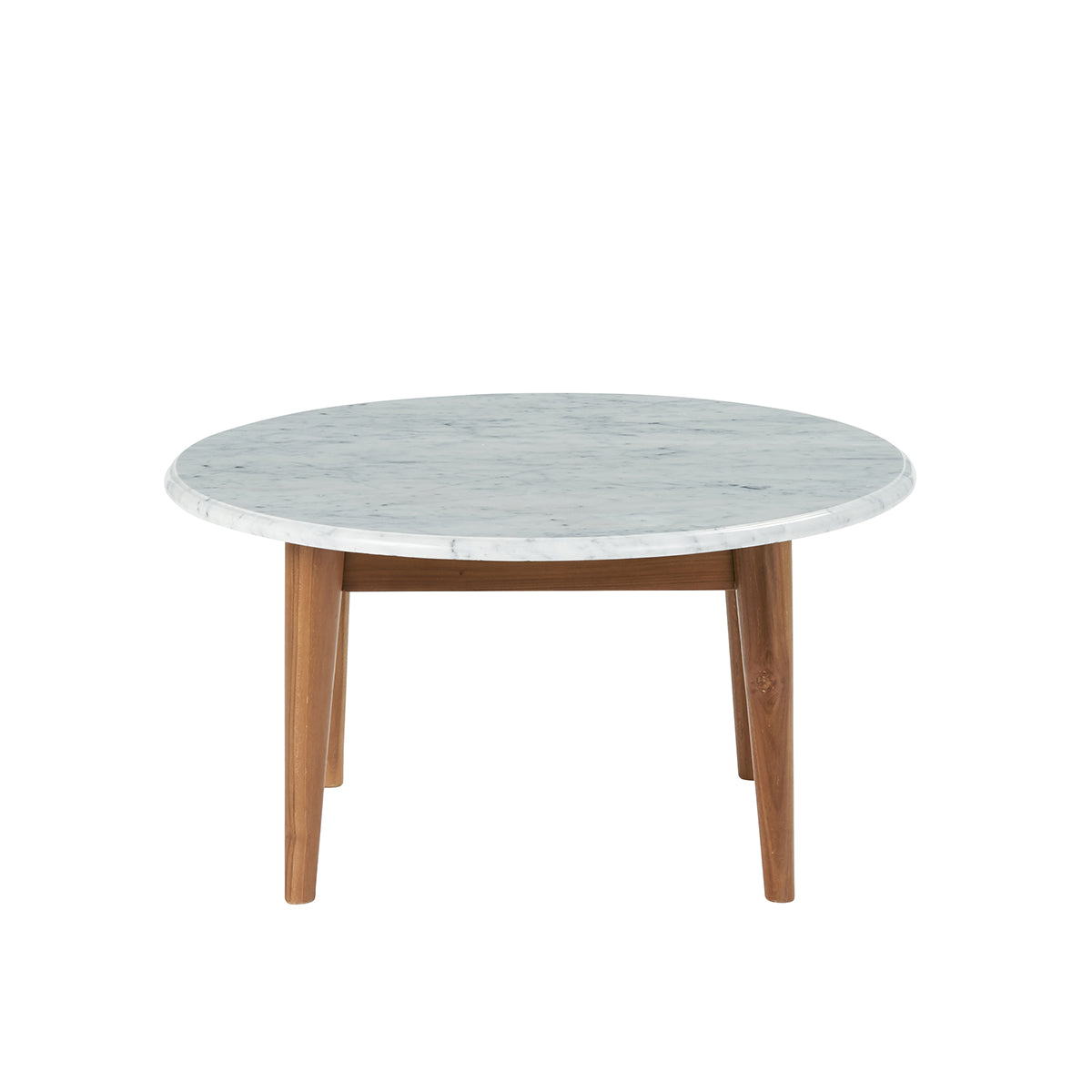 Table basse en marbre et teck massif Ø 70 cm