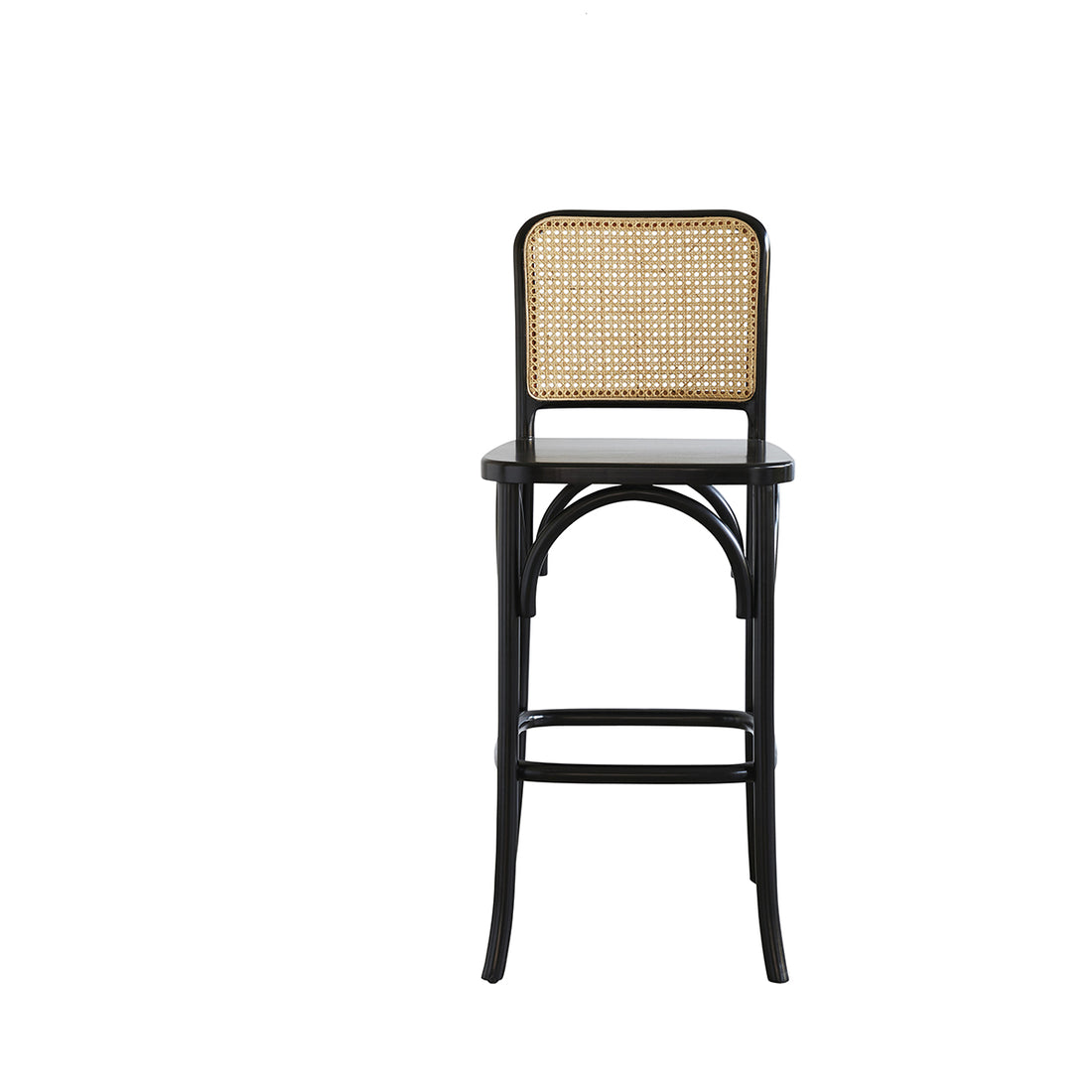 ARON - Tabouret de bar en acajou massif et cannage