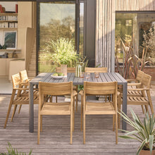 Salon de jardin en aluminium et teck massif extensible 6/8 pers.
