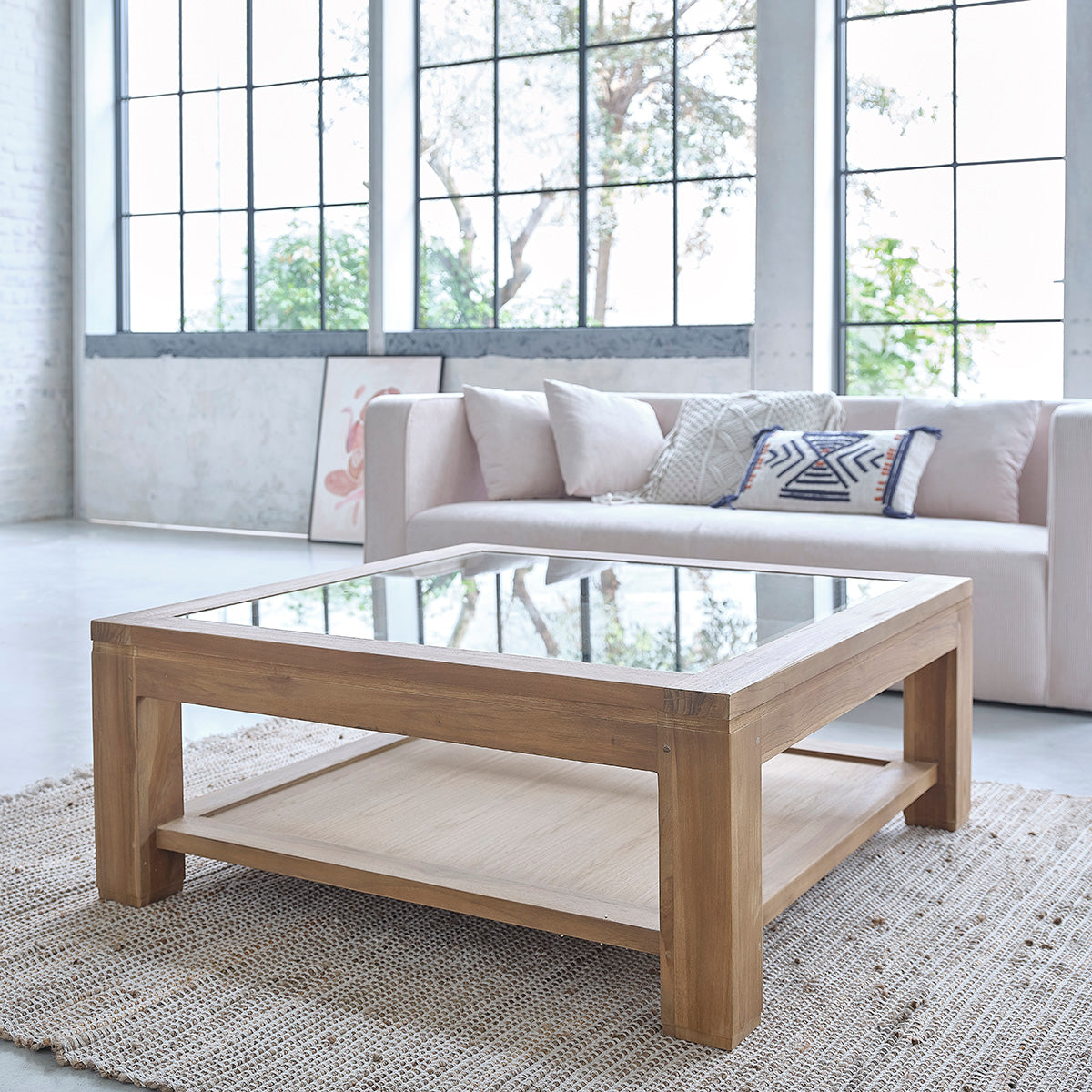 BOSTON - Table basse en teck massif 100 cm