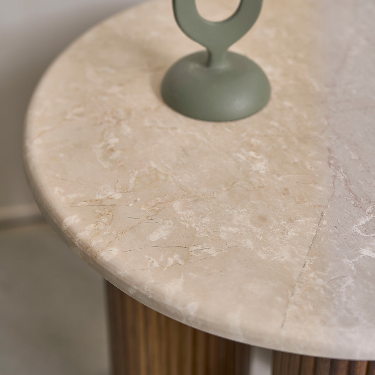 TOSCANE - Table d'appoint en bois de manguier et marbre ronde