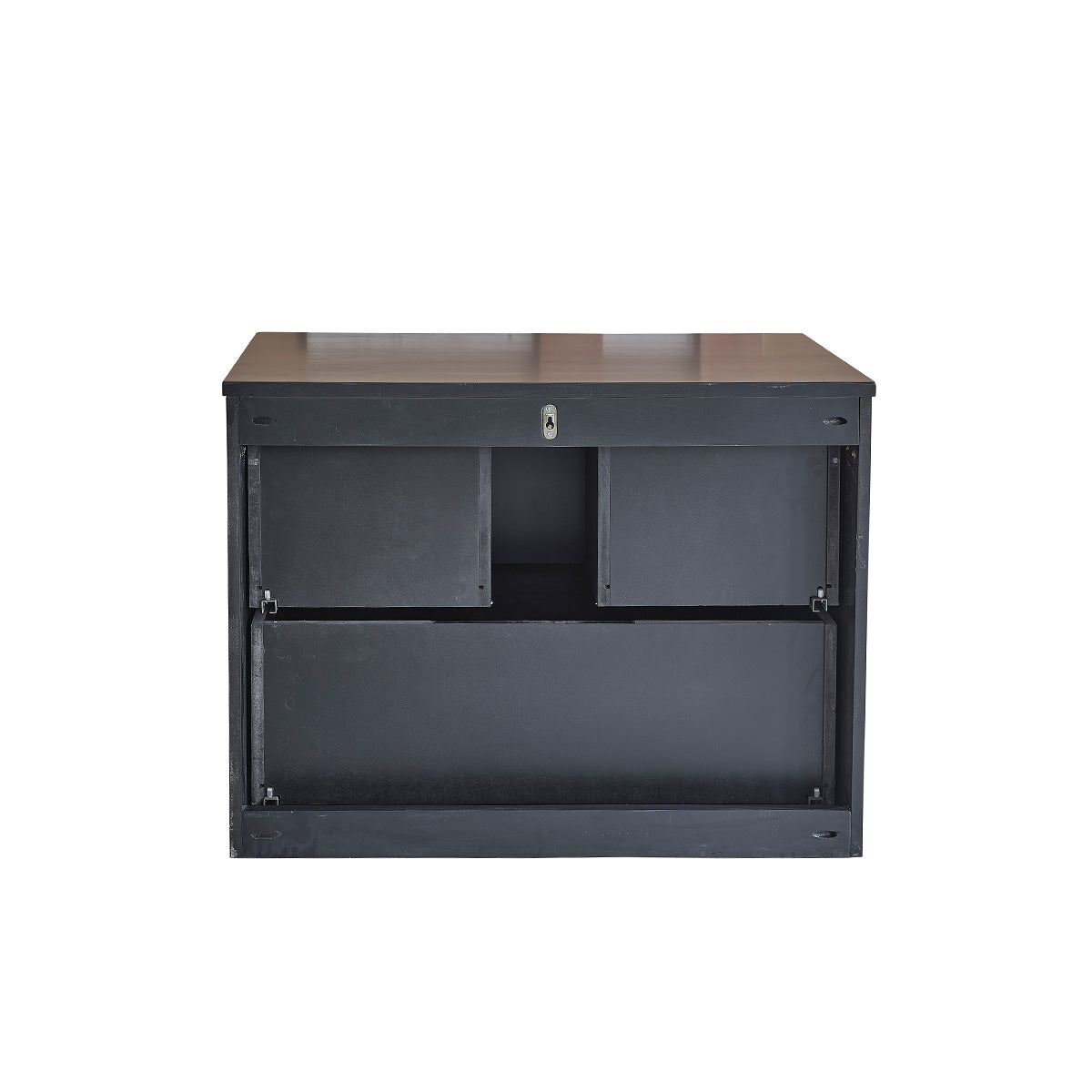 LUNA - Meuble sous vasque en acacia massif suspendu 80 cm noir