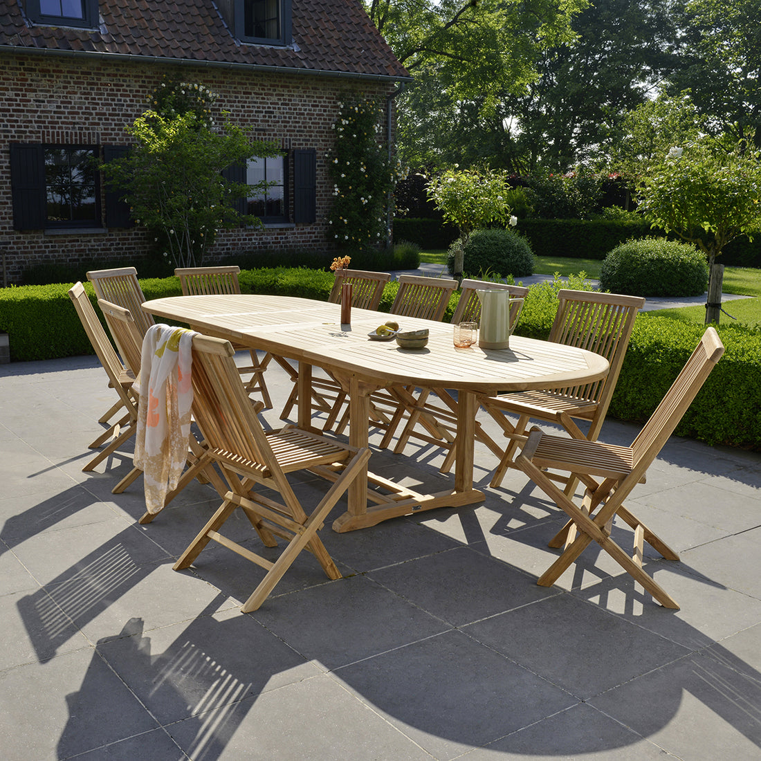 MIDLAND - Salon de jardin en teck massif extensible 8/10 pers.