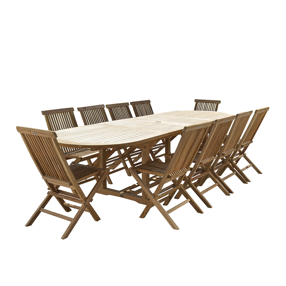 MIDLAND - Salon de jardin en teck massif extensible 8/10 pers.