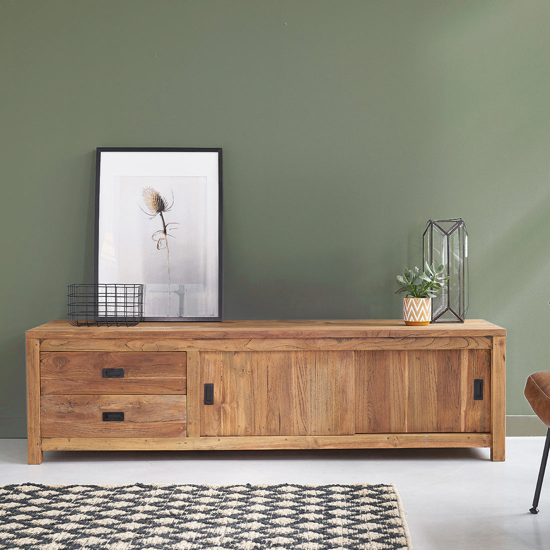 CARGO - Meuble TV en teck massif recyclé 180 cm