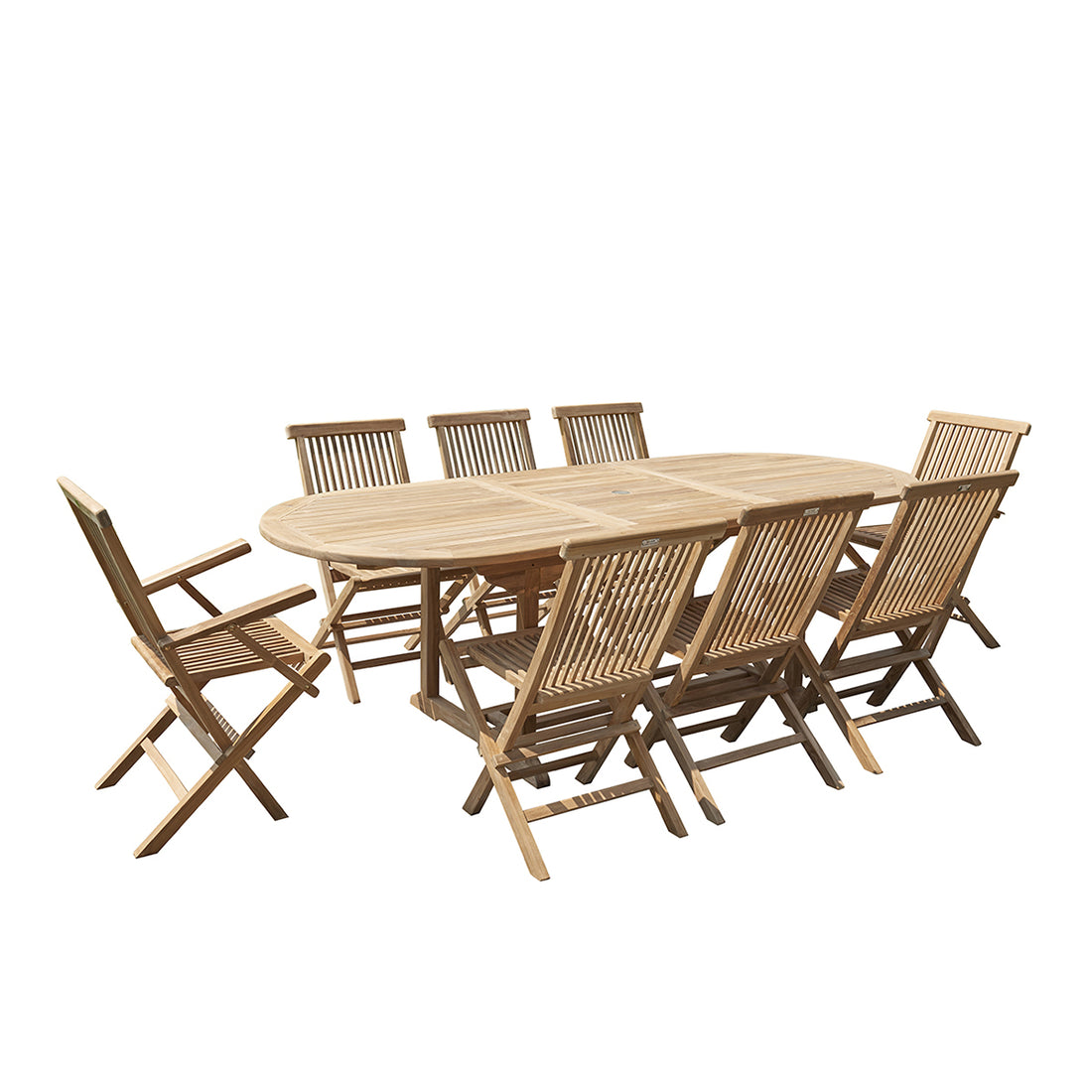 MIDLAND - Salon de jardin extensible en teck 8 à 10 places