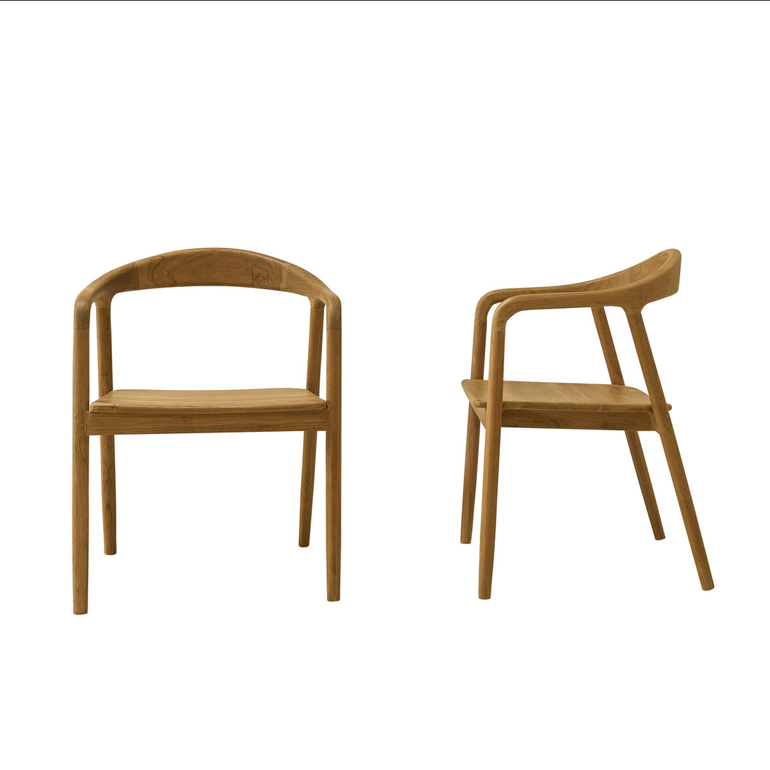 AMBRE - Lot de 2 chaises en teck massif
