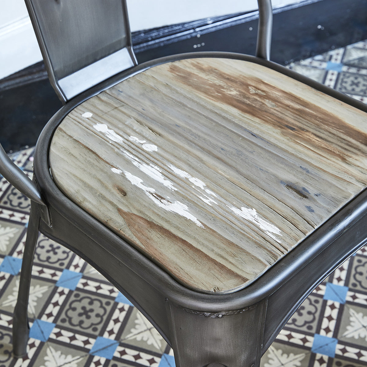 INDUS - Chaise en bois recyclé massif et métal