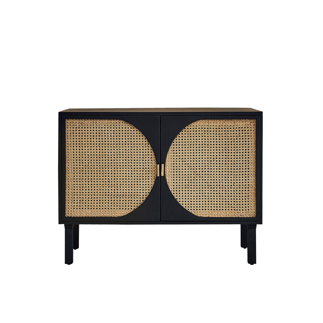 ZULMA - Buffet en manguier massif noir et cannage 100 cm