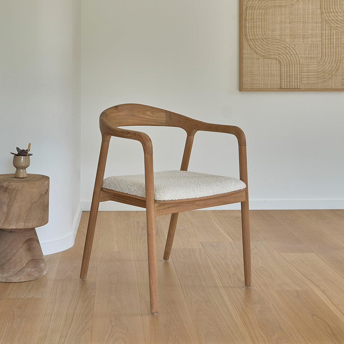 AMBRE - Chaise en teck massif assise bouclette