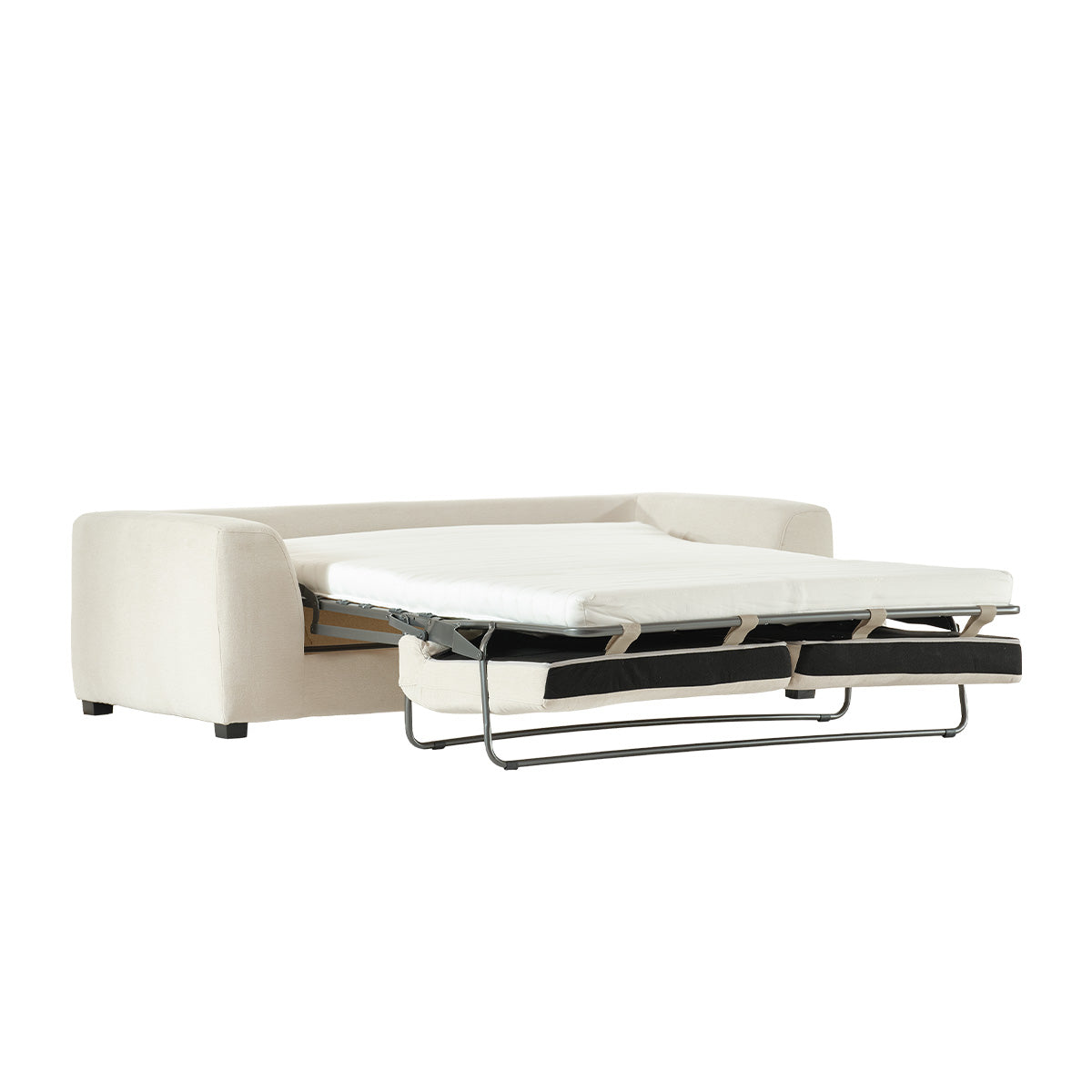 EDMOND - Canapé droit convertible 3 places en tissu effet lin écru