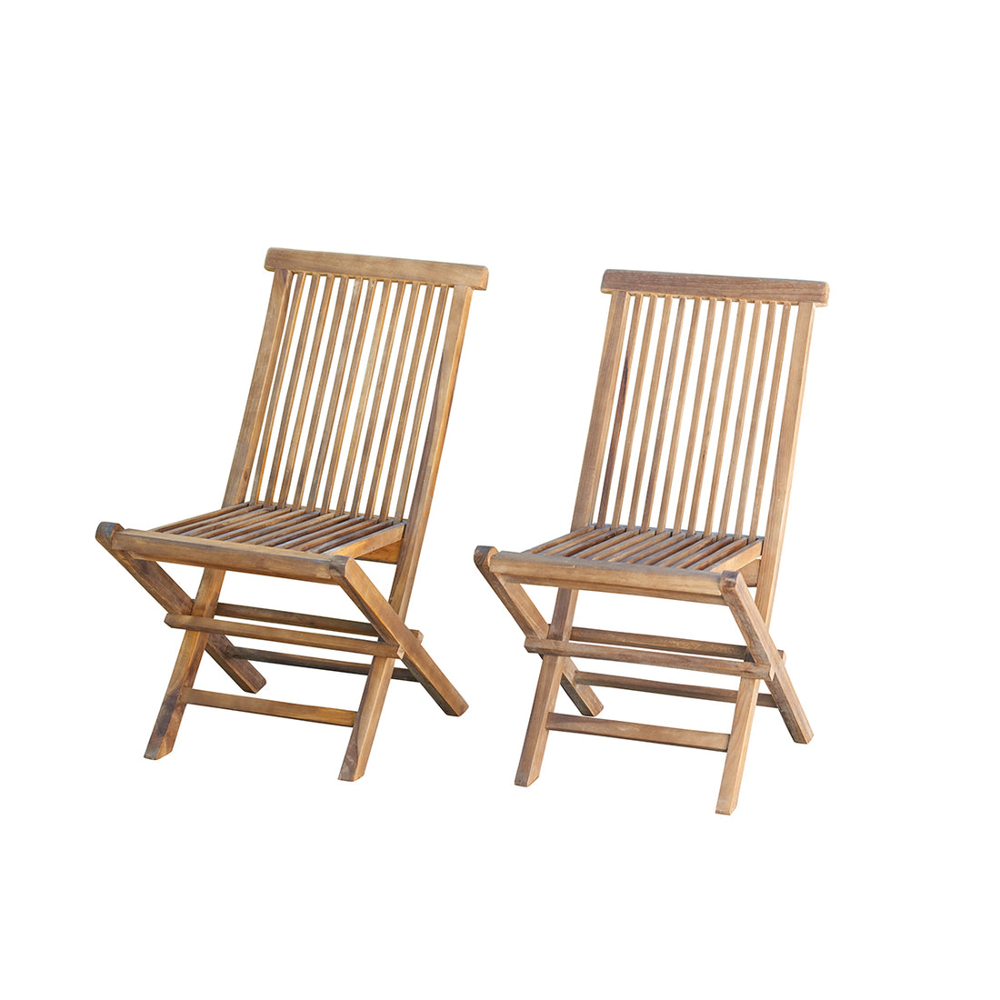 BALI - Chaise de jardin en teck huilé massif pliante (lot de 2)