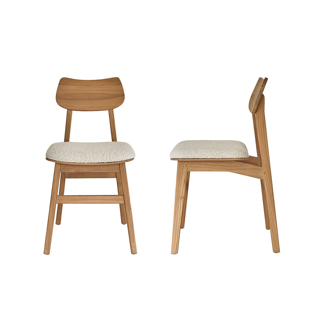 ADELE - Lot de 2 chaises en teck massif assise bouclette