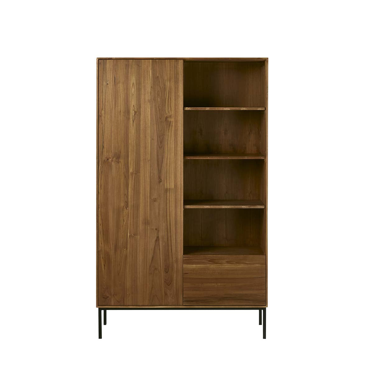 LINA - Armoire en teck massif et métal 110 cm