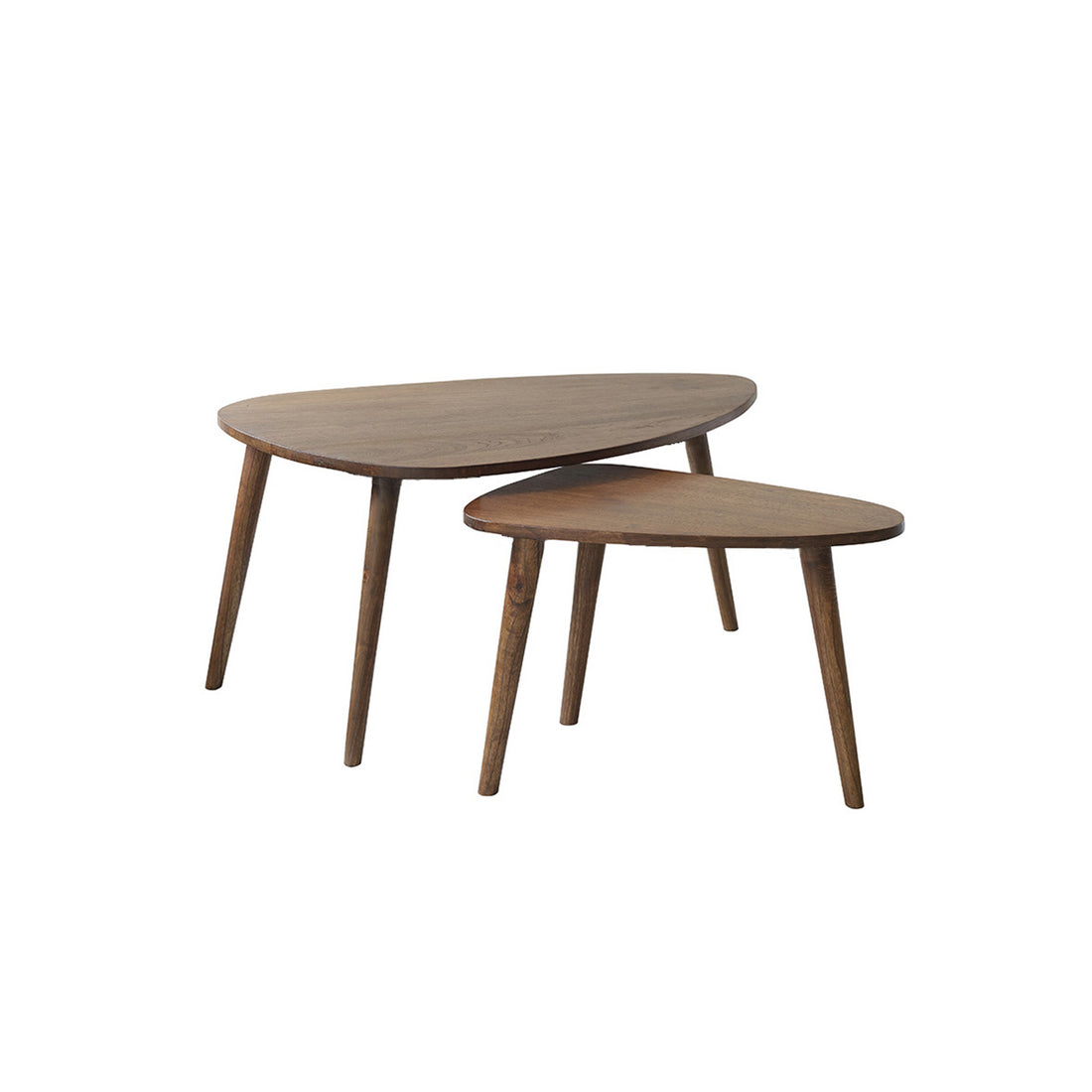 BRUNE - Lot de tables basses en mindi massif finition noyer