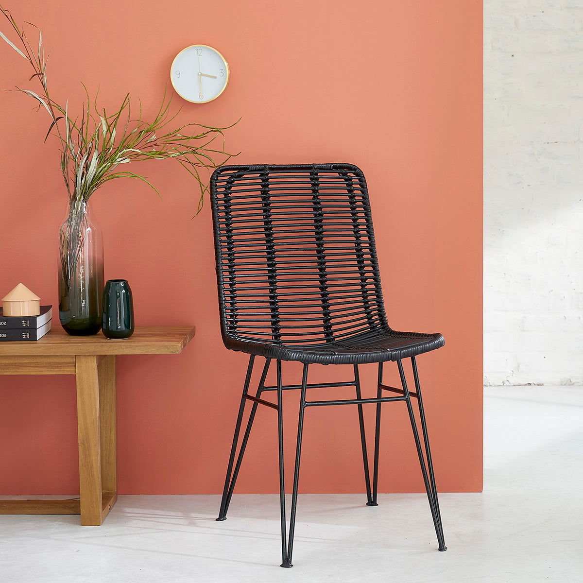 BOHEMA - Lot de 2 chaises en rotin et métal noires